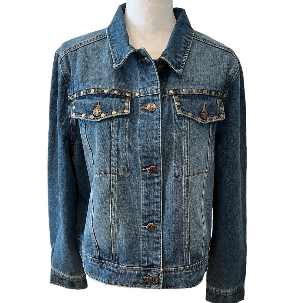 FRYE Studded Western Denim Jean Jacket M
